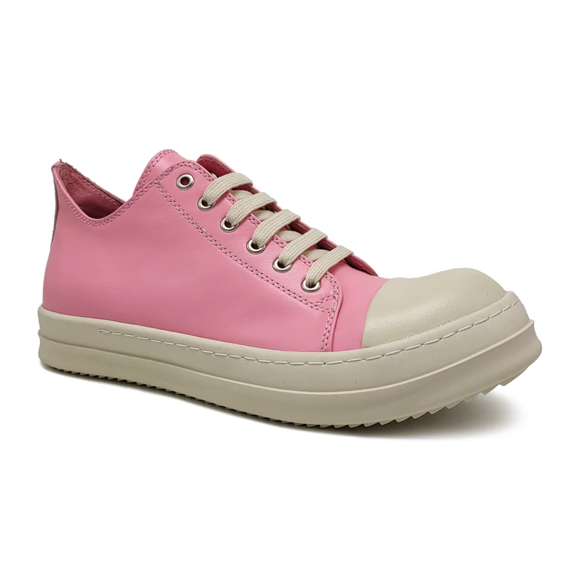 

2021Ro new summer low top shoes men's Pink sheepskin leisure sports students thick soled shallow lace up fashion board