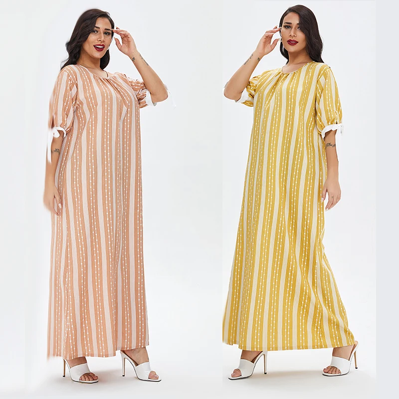 

2021 wholesale New arrival hot sell women lady summer casual dresses clothing clothes dress robe home wear gown skirt dress, Orange and yellow