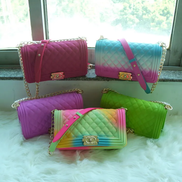 

Wholesale Jelly Purse PVC handbag ladies rainbow spring crossbody bags women handbags ready to ship Jelly bag