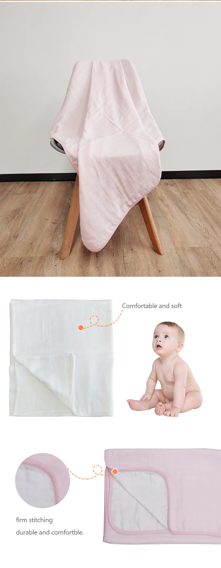 Enerup 2020 New biodegradable 100% PLA super soft as organic cotton knitted newborn baby wrap swaddle blanket