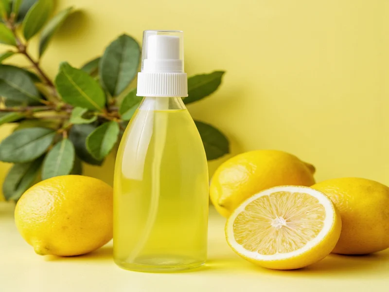 Close-up of lemon eucalyptus oil in spray bottle
