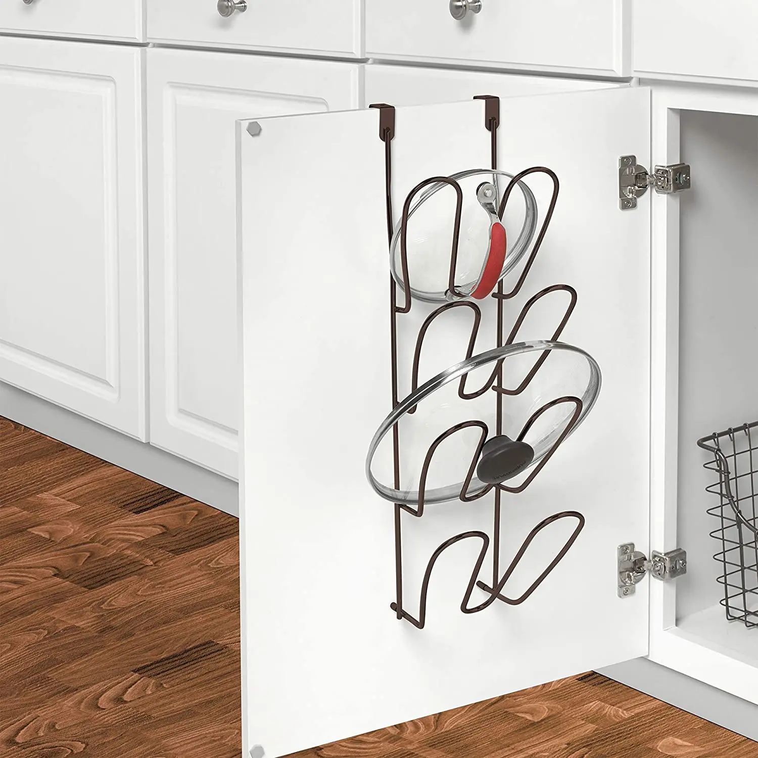 

Cabinet Pans Lid Organizer Door Mounted Pot cover rack Cabinet-Hanging Type Pot Lid Rack Storage