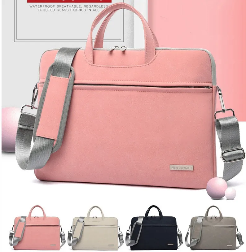 

2020 Fashion Women PU Leather Laptop Bag Notebook Case Briefcase bags shoulder Mouse Bag for Macbook Air 14 inch/, Gray, more than 25 colors for choices, customized