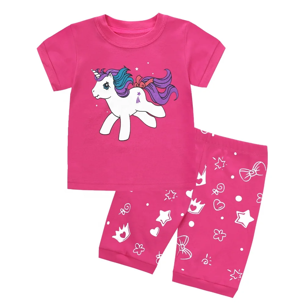 

Pajamas Set for Girls Short Sleeve Sleepwears Kids Short Pjs Sets Baby Summer 100% Cotton