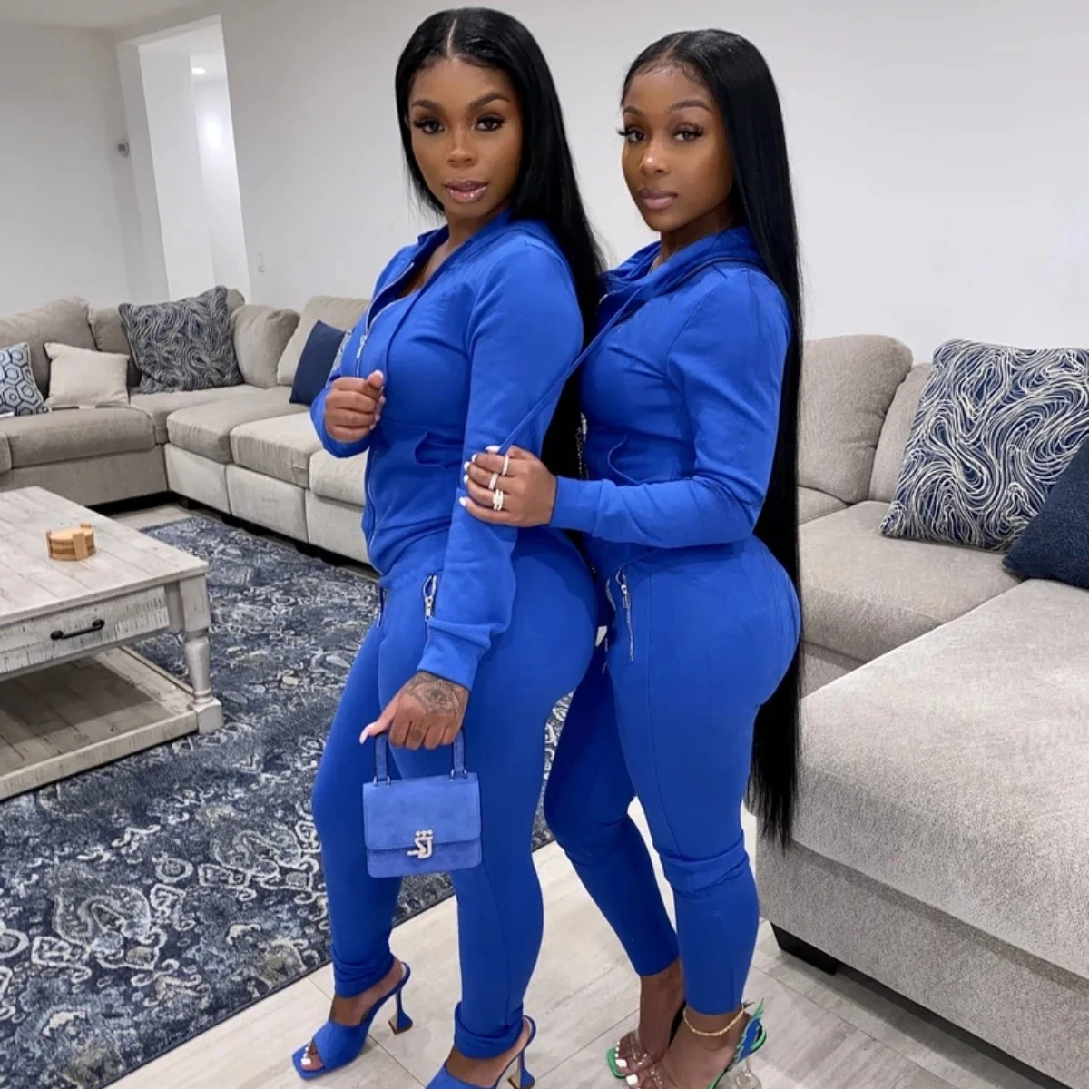 

2021 new arrivals Two Piece Set Ladies Outfit Tracksuits Solid color Women 2 Piece Set Clothing with Hood 2 Piece Outfit, 5 clolors