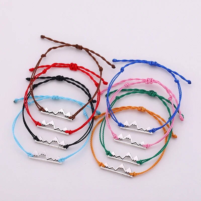 

New Colorful Handmade Hollow Sea Wave Charm Bracelet Waxed Rope Adjustable Nylon Thread Bracelets Jewelry Red String Bracelet