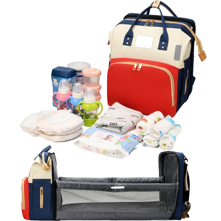 

Custom Portable Fashion Mummy Bags Baby Backpack Organizer Nappy Baby Bed Changing Diaper Bag With Changing Station, Customized color