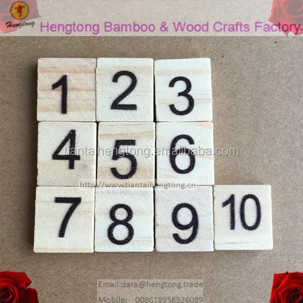 
OEM wooden square with 0-9 and the math symbols pine wood child toy educational block tile wood Numbers 