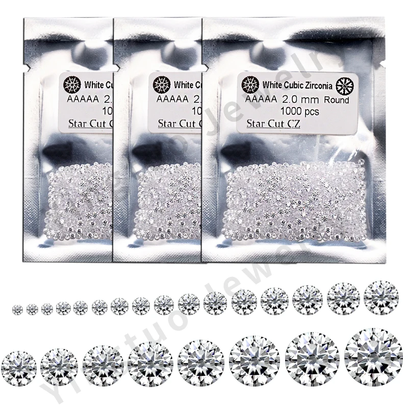 

Wholesale Price 1.0mm-3.0mm Round Cut CZ Synthetic Loose Stones Cubic Zirconia Gemstones