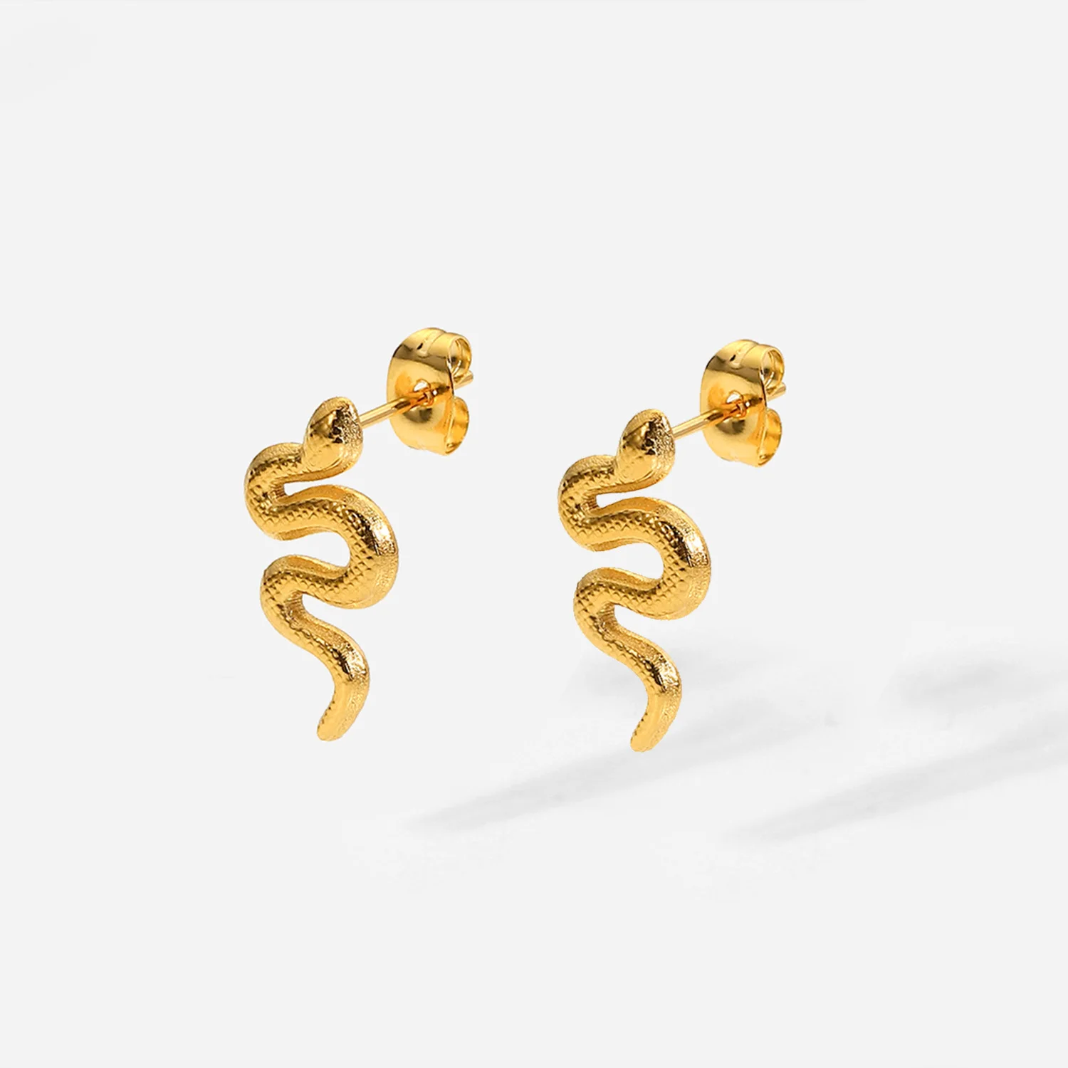 

J&D Waterproof Twist Snake Stud Earrings Jewelry Stainless Steel Gold Plated Women's Gift Earrings