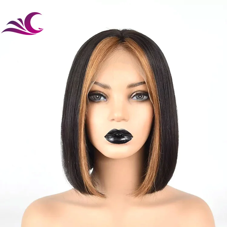 

Celebrity Wings Highlight Color 13X4 Lace Front Wig Short Bob Pre Plucked Cuticle Aligned Hair 360 Lace Wigs, Natural color lace wig
