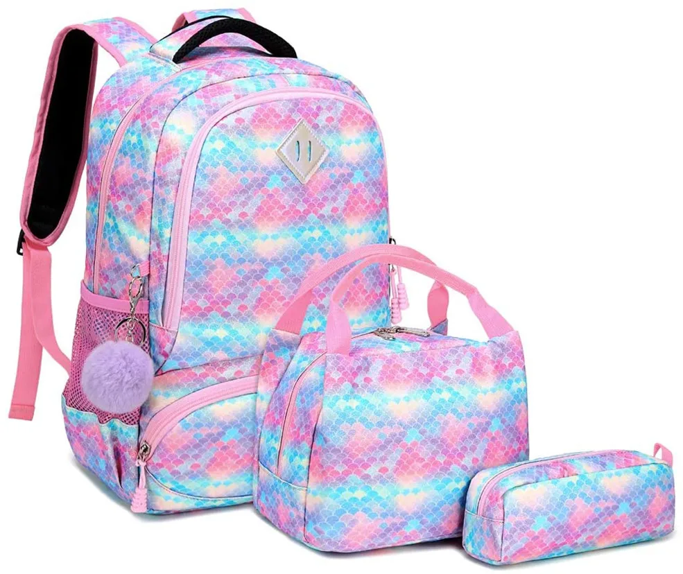 

Meisohua oem china factory travel bag polyester kid school backpacks set for teen girls, Pink and blue