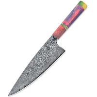 

JK200CF2 60mm Extra Wide 33 layers Both Sides Damascus Steel Blade Colorful Solid Wood Handle Cloudy Pattern Damast Chef Knife