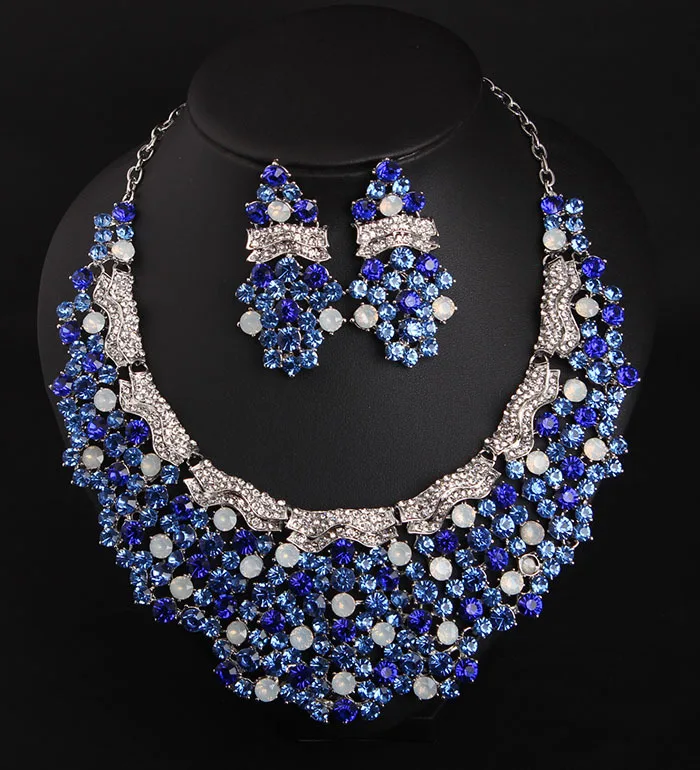 

XL15260 Top quality Fashion Wedding Necklace And Earrings Set Luxurious Crystal Jewelry Set Women Party Jewelry Set