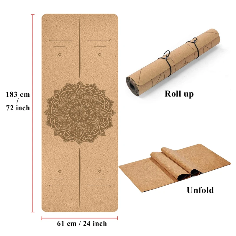 

Natural Cork TPE Yoga Mat 4mm Fitness Gym Sports Pilates Non-slip Mats Exercise Slimming Balance Training Pads 72 *24 inch