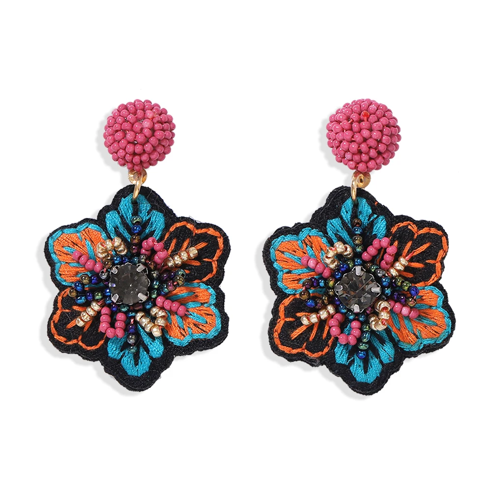 

Dvacaman Statement Vintage Fashion Flower Beaded Crystal Rhinestone Handmade Womens Drop Dangle Earrings Trendy 2020