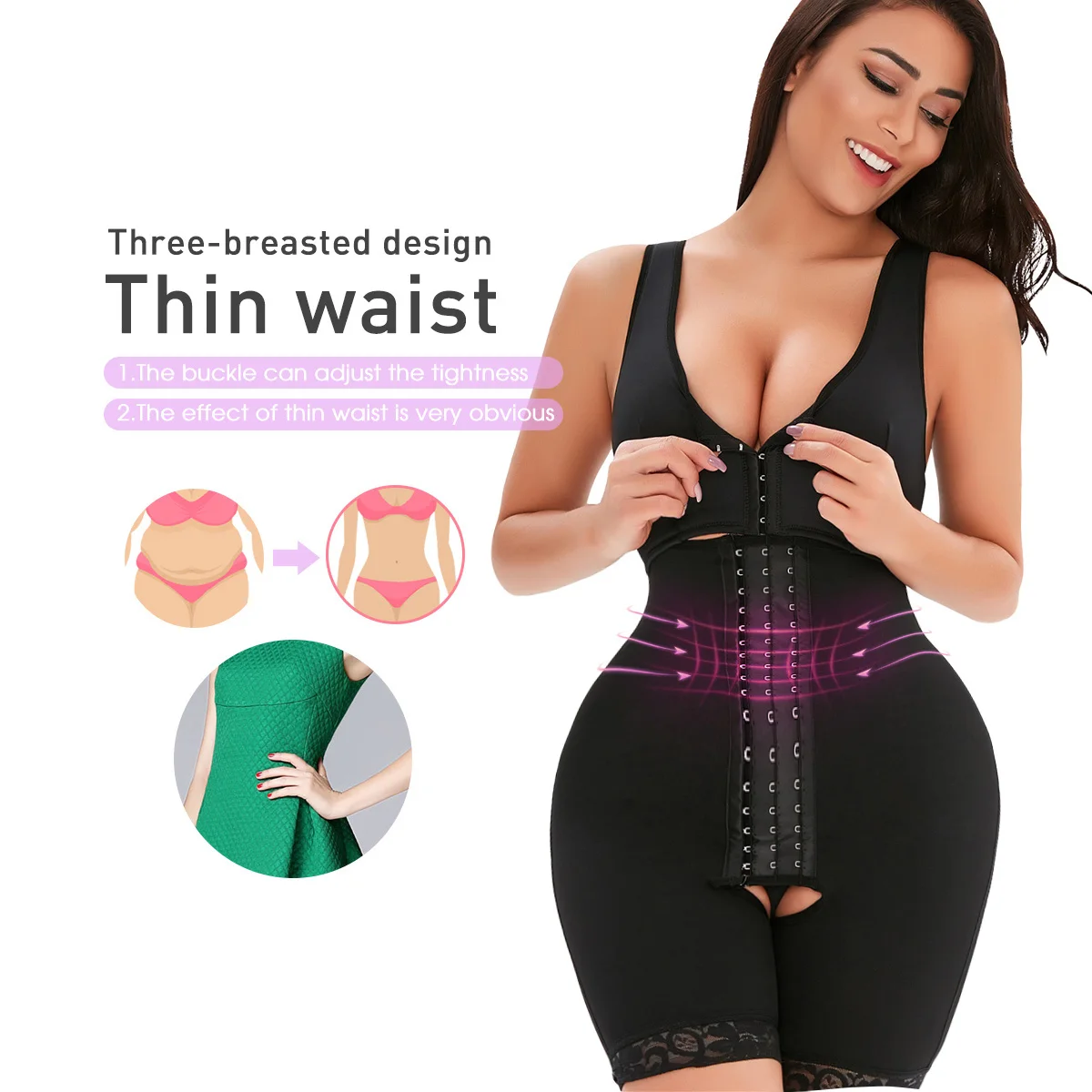 

Women's slimming fajas body shaping weight loss Shape wear compression garment for liposuction, Black,nude