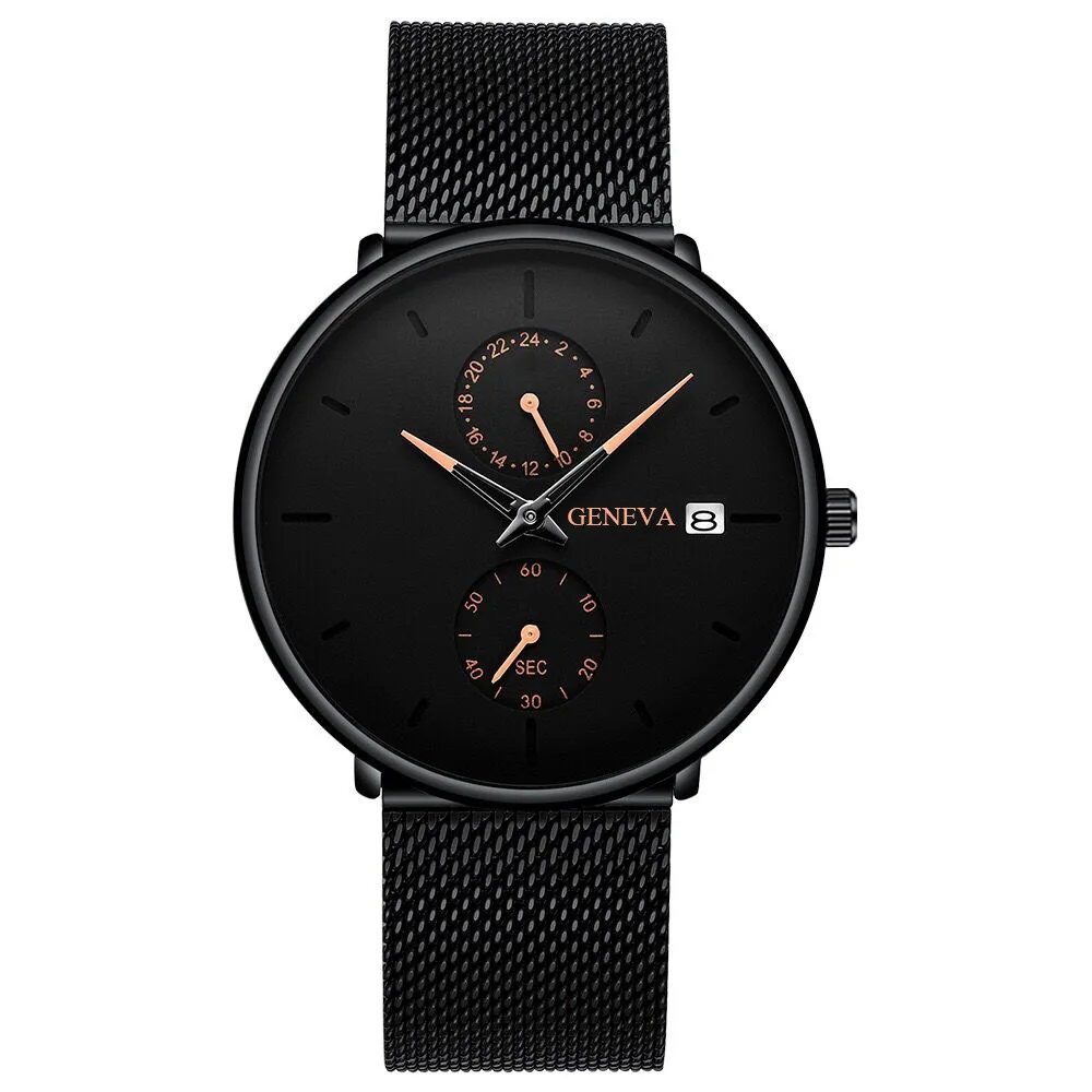 

Explosive Hot Sale geneva Men's Color Pointer Calendar Mesh Quartz Watch