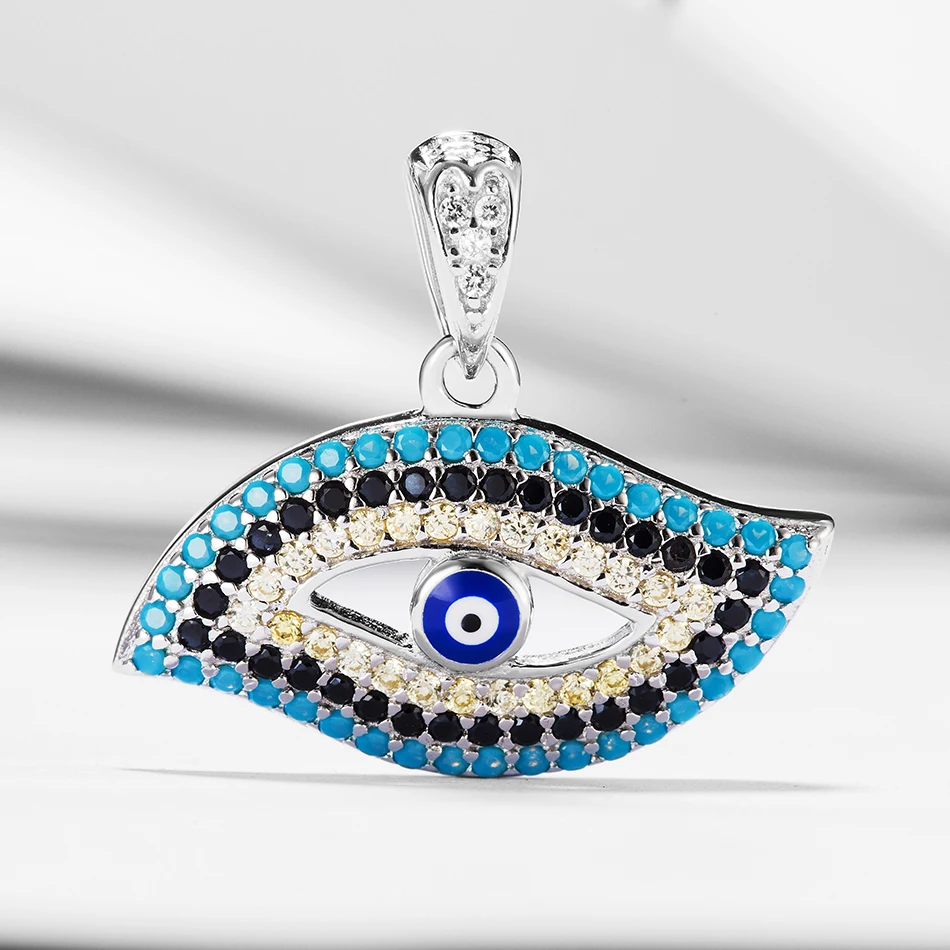 

2020 Classic Design 925 Sterling Silver Blue Lucky Eye Cubic Zirconia Pendant Fit Necklace For Woman Wedding Gift Jewelry Making
