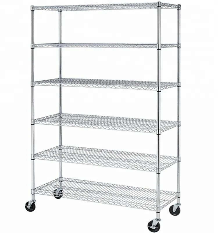 

High Quality 4 Tiers Wire Shelf Powder Coated Metal Shelving, Customized