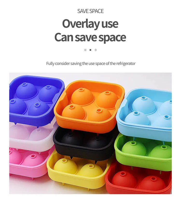 4 Cavity High Quality Round Shape Mould Silicone Ball Shaped Ice Tray