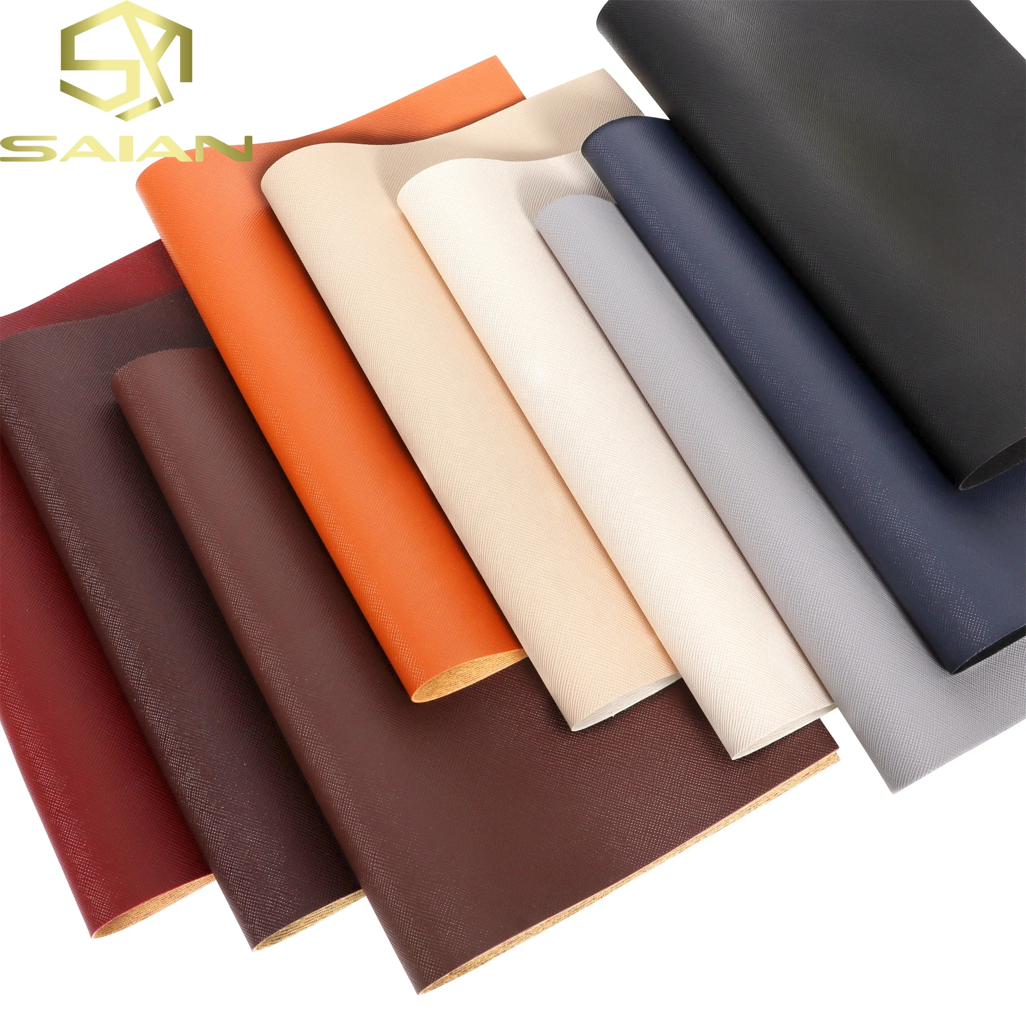 

1.2mm By Yard Classic Color Saffiano PU Faux Leather Cross Pattern Leather For Handbags Sofa Furniture
