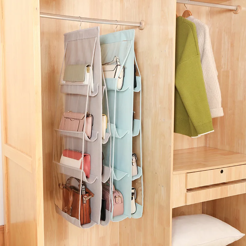 
6 8 Pocket Foldable 3 Layers Folding Sundry Pocket handbag hanging bag storage organizer 
