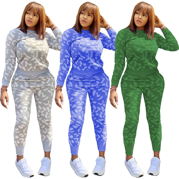 

M1337 Spot printing two piece pants set for women clothing sports dot outfits