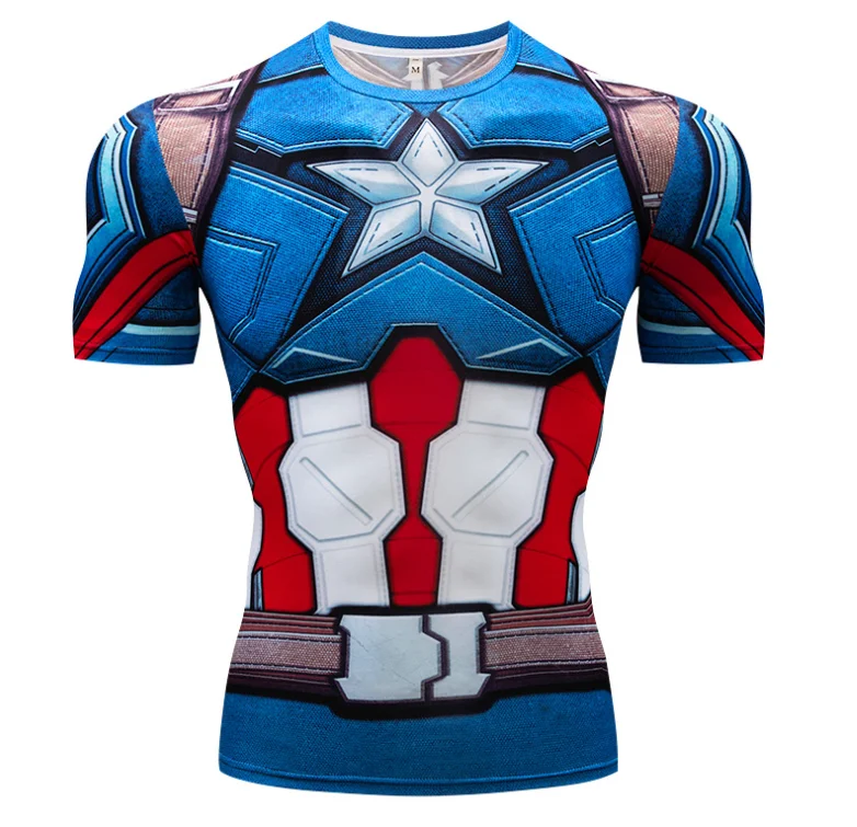 

wholesale High Quality ibs Superhero men T-Shirt, 3D printed Super Hero Close-Fitting Quick-Drying Elastic Sport Cosplay T-Shirt
