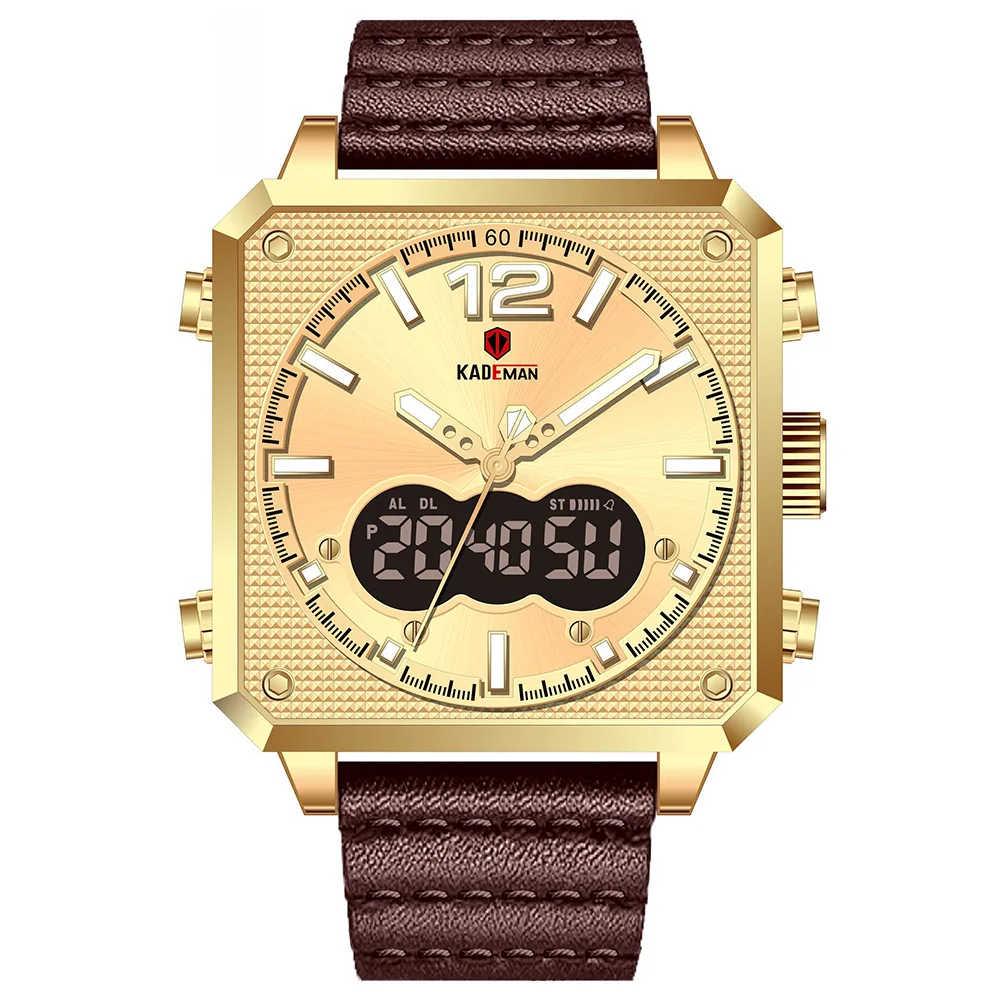 

KADEMAN Brand wristwatches Chronograph sports watch wrist men square dial genuine leather belt luxury Watches K9038, Kademan women's watch wrist