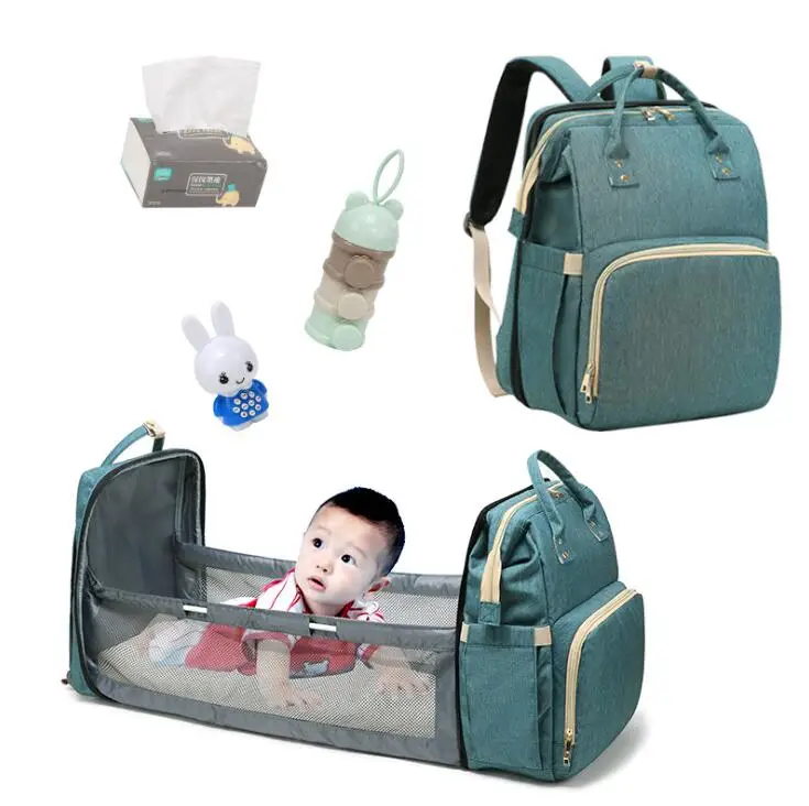 

New Large capacity multi function nappy backpack lightweight mummy baby diaper backpack with bed function