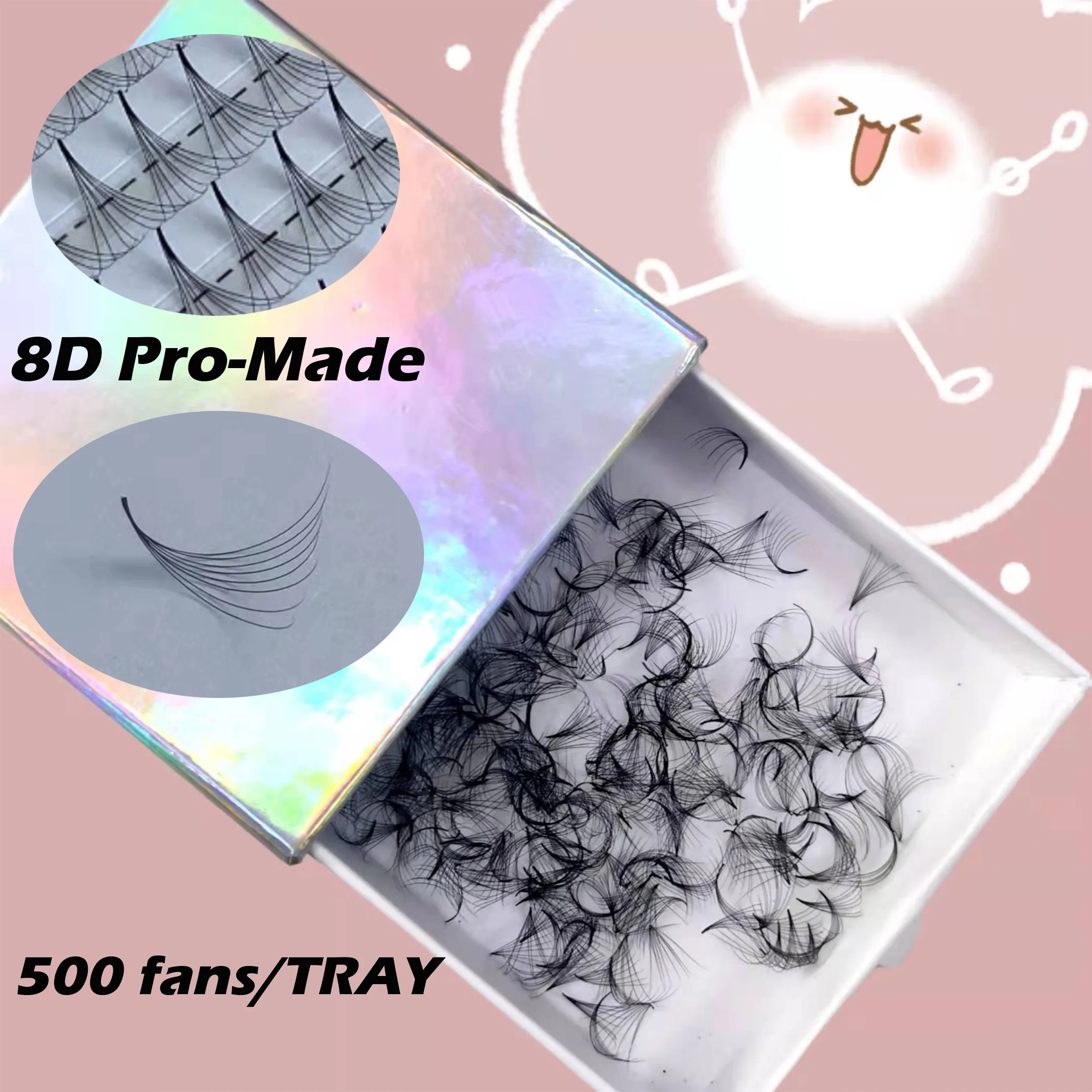 

500 fans tray Thin base handmade promade fan Premade volume loose fans 10d 6d 0.05 0.07mm lashes extension