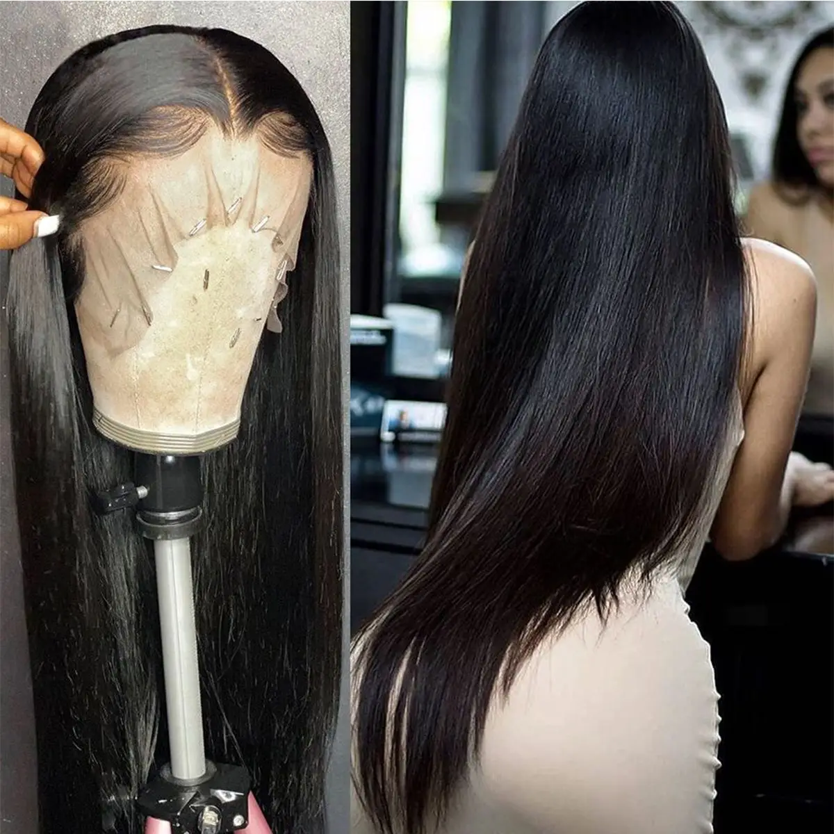 

Top Grade Hd Lace Front Wig With 200% Density, Cambodian Straight Virgin Human Hair Lace Front Wigs Plucked For Black Women