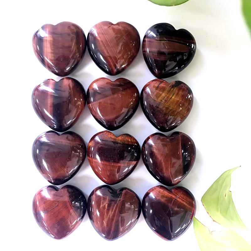 

Wholesale hand carved 3 cm naturalred tiger eye stone crystal stone heart for sale