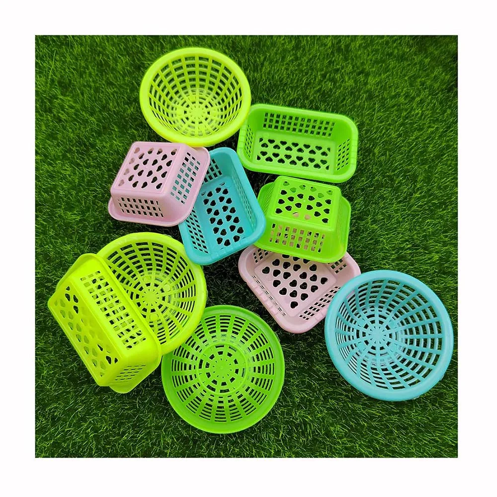 

New Fashion 100Pcs Colorful Dollhouse Plastic Baskets Lovely Vegetable Fruit Food Storage Containers For Kitchen Decoration