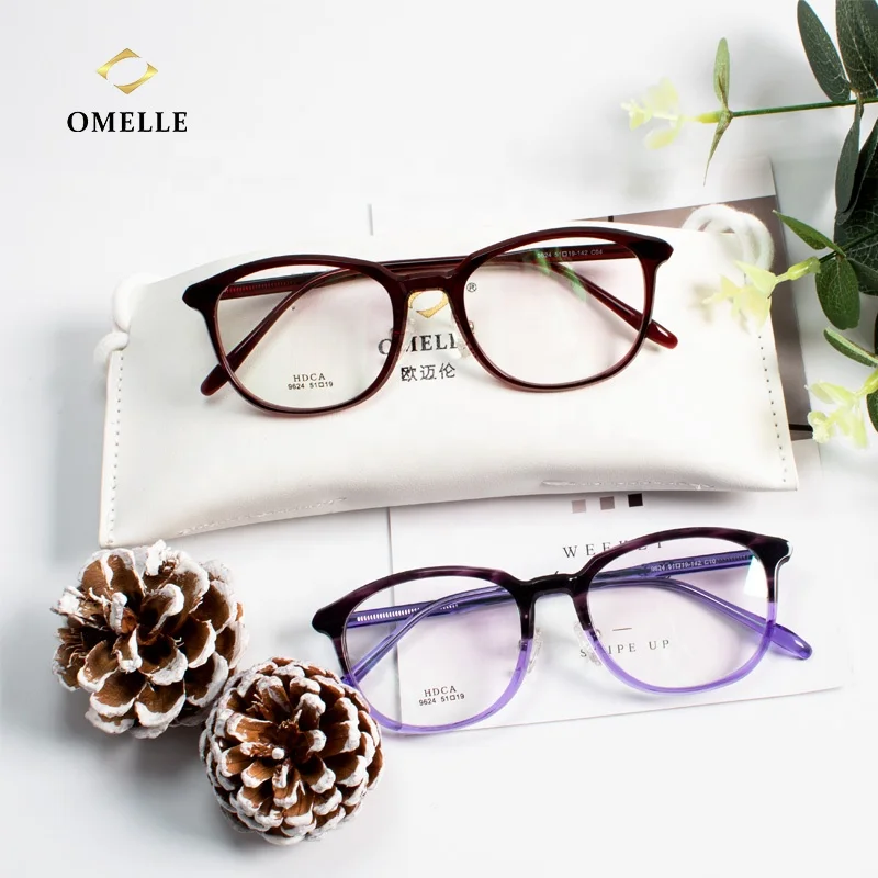 

OMELLE Hot selling Round Blue Blocking Glasses Acetate Frame Anti Blue Light Eyeglasses, As picture show