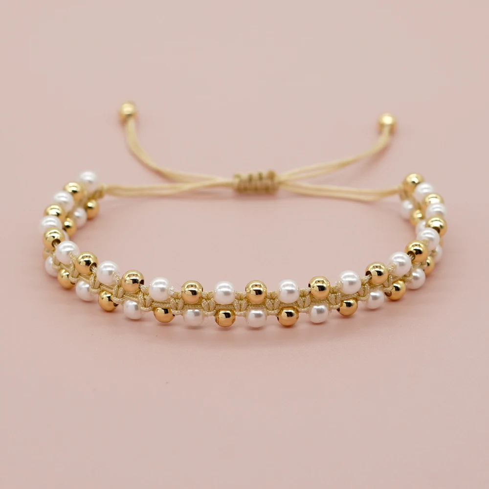 

Go2boho New In Minimalist Design Friendship Bracelets For Women Pearl Gold Plated Bead Summer Fashion Jewelry