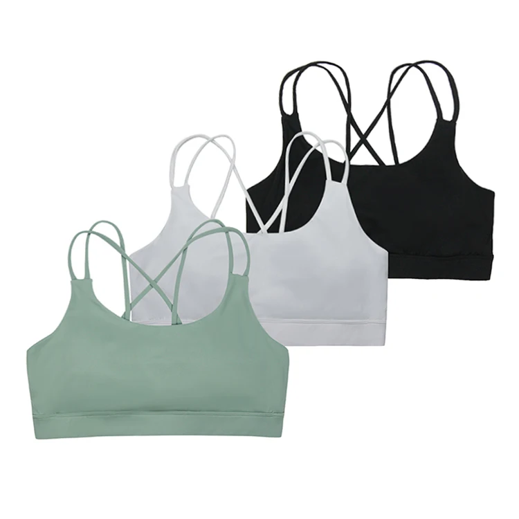 

High Quality OEM ODM Custom Color Wholesale Nylon Spandex Fitness Sport Bra Top, Black/white/army green