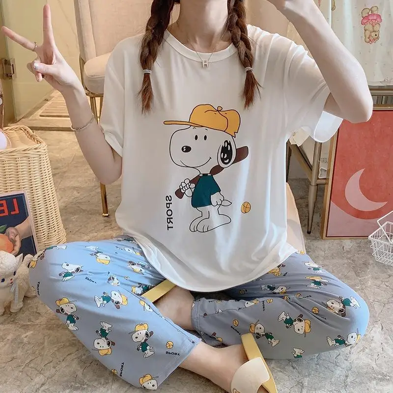 

Short Sleeve Pajama Wholesale Summer Cartoon Patterned Two Piece Korean Pajama Set