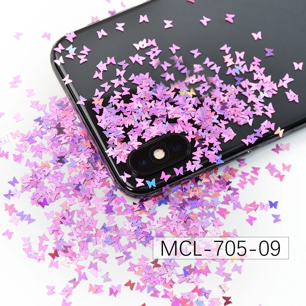 

Wholesale 12 colors butterfly nail art glitter sequins for nail decorations