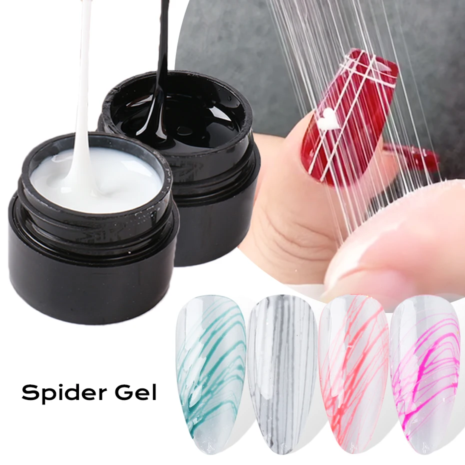 

6ml Wire Drawing Gel Nails Polish Spider Web Varnish Painting Liner DIY Design Black White Lacquer Silk UV Glue Manicure