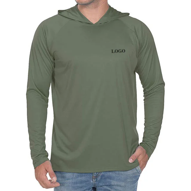 

high quality custom logo quick dry lightweight men long sleeve hooded t shirts