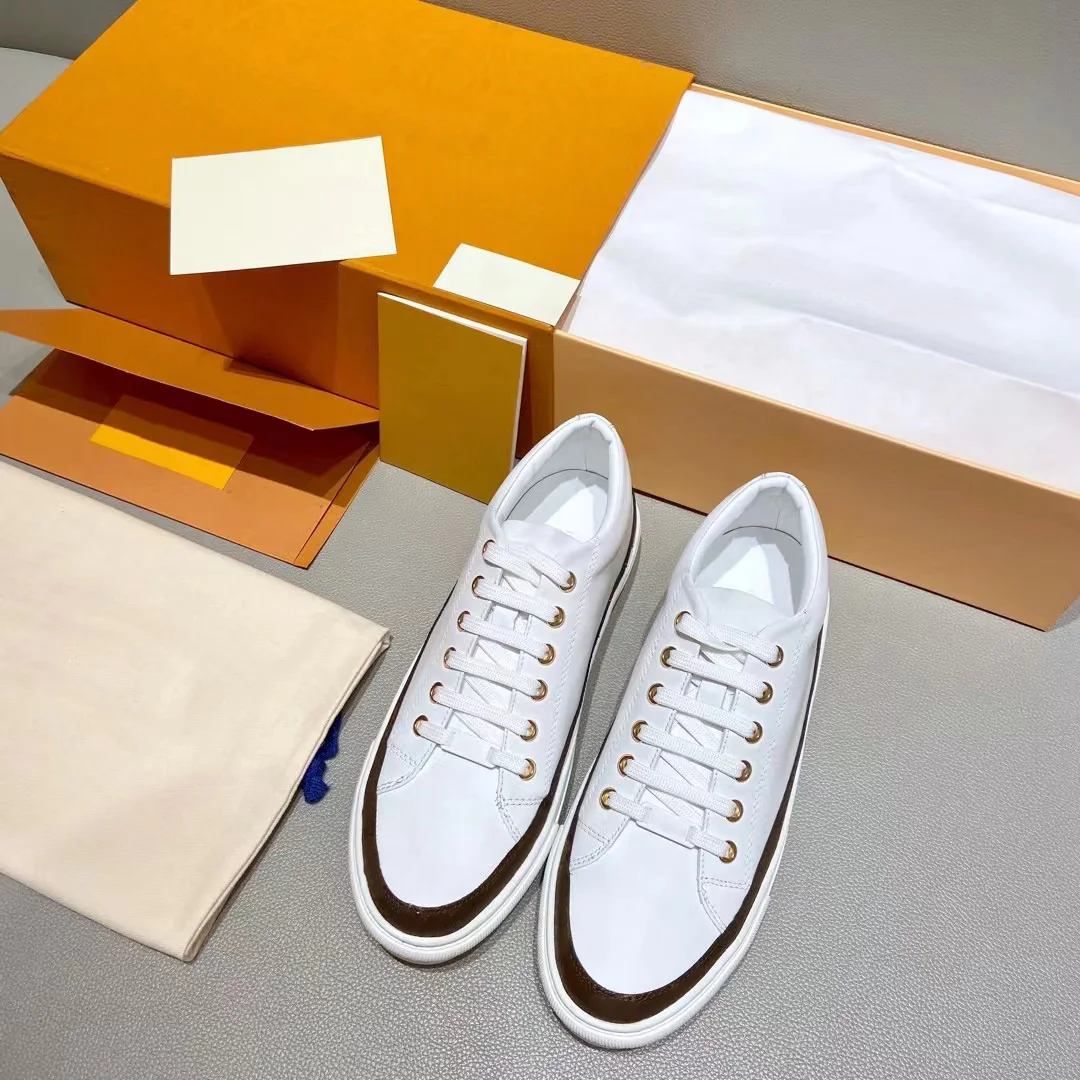 

Classic luxury men ladies small white shoes trend famous brand designer leather splicing small white shoes