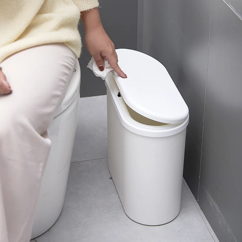 

push white pink plastic slim household induction trash can desk