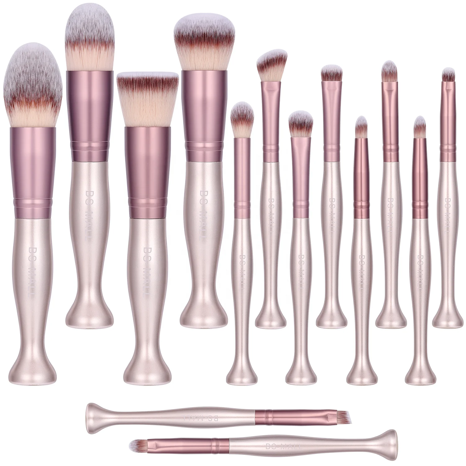 

BS-MALL 14PCS Rose Gold Makeup Brushes Vegan Synthetic Stand Up Makeup Brushes 2021 Private Label Make up Brush Set, Rose gold/custom logo