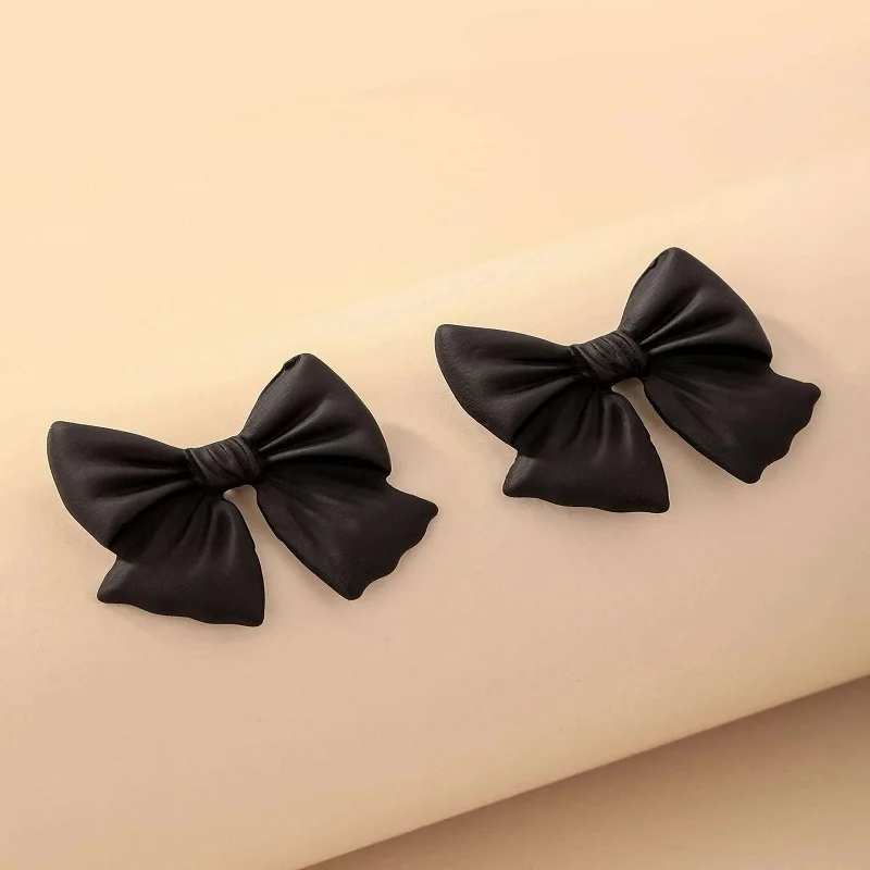 

fashion black bow stud earrings for girls