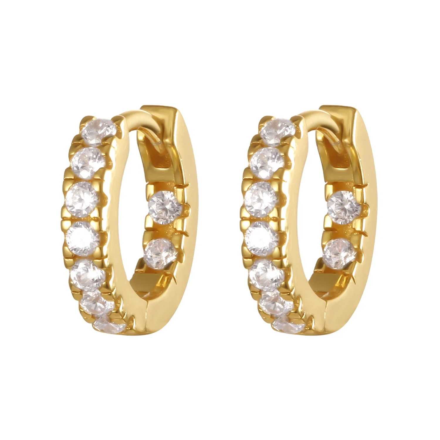 

Wholesale Fashion Huggie Earrings jewelry 18k Gold Plated 925 sterling silver zircon hoop earrings for women