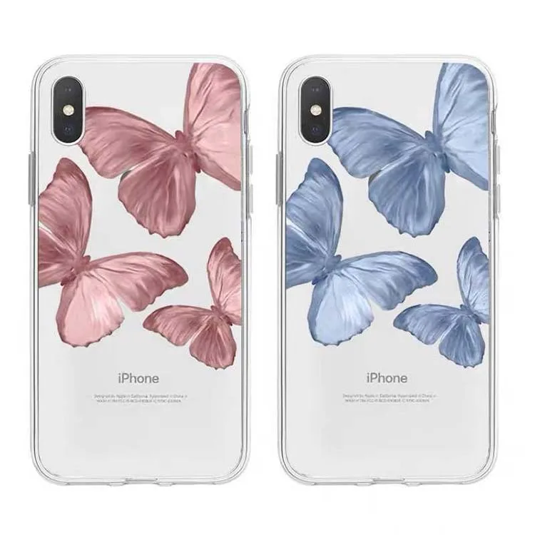 

Clear soft bumper tpu ultra-thin slim shockproof design purple butterfly phone cover for iphone SE