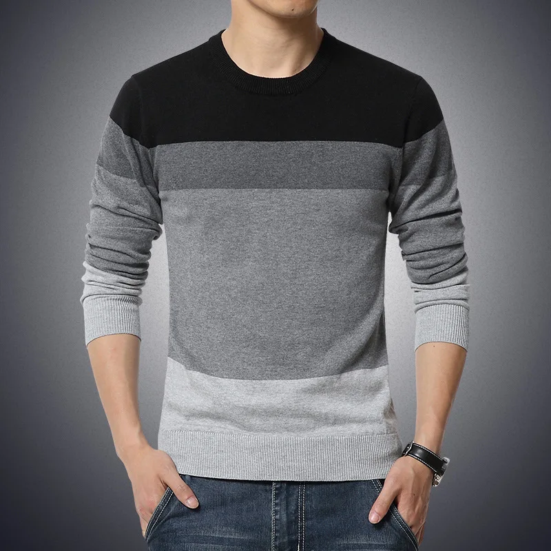 

Spring Casual Men's Sweater O-Neck Striped Slim Fit Knittwear Mens Sweaters Pullovers Pullover Men Pull Homme M-3XL