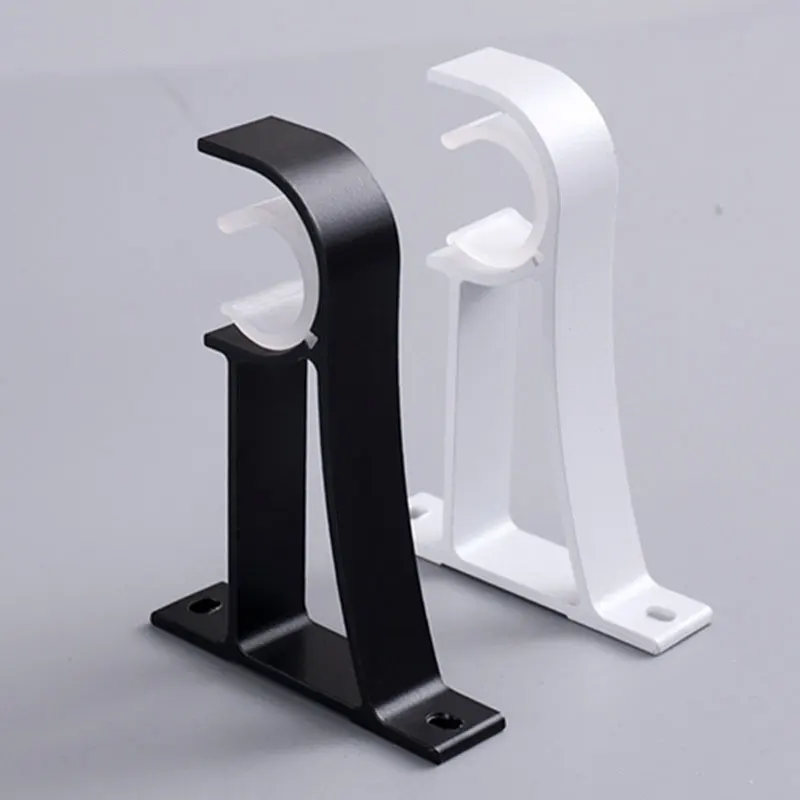 

Metal Hang Double Center Support Curtain Rod Bracket Pole Holder Hook Curtain rod bracket Home curtain track hook accessories, White,black